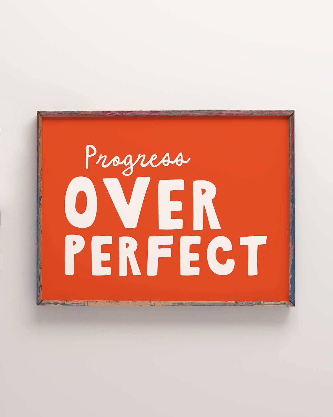 Dopamine Decor Wall Art Printable, Progress Over Perfect Quote Poster ...