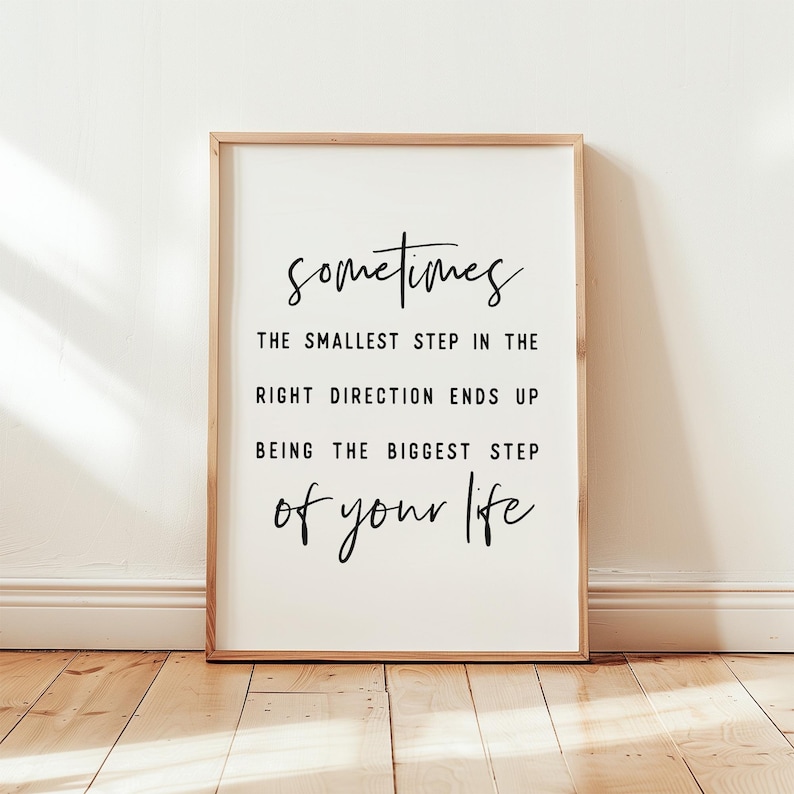 Positive quote wall art printable with motivational typography design, uplifting digital poster for home or office decor.