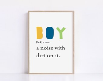 Boys Room Decor, Printable Wall Art, Definition Print, Nursery Wall Decor, Digital Art Download, Boy Definition Wall Art