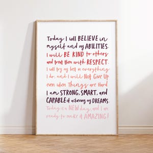Arte mural con afirmaciones positivas, póster con frases motivacionales, arte mural imprimible, impresión digital, impresiones de mindfulness, ILovePrintable