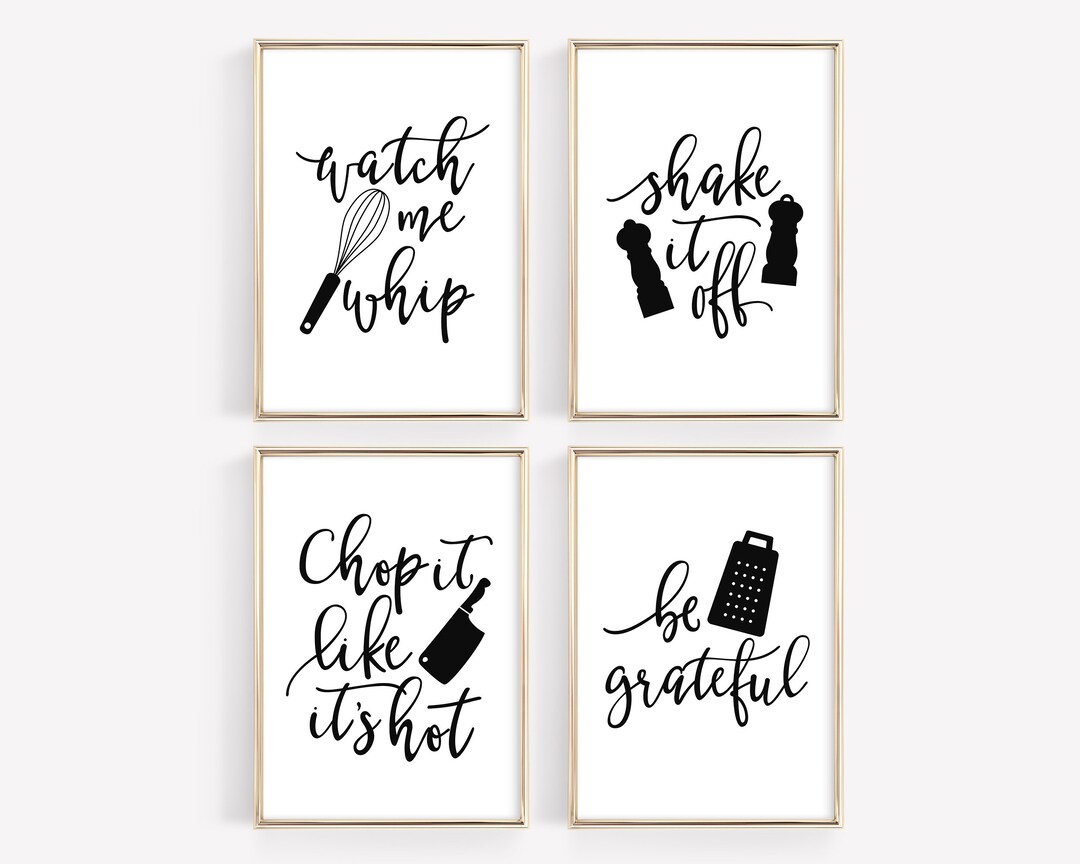 Kitchen wall art, Retro kitchen decor, Kitchen quotes, Food prints, Funny  kitchen art, gift for cook, chop it like it's hot print