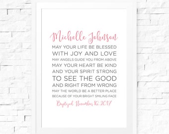 Personalized baptism gift, Christening gift, Baptism printable, Baby dedication gift, Baptism print, Baptism gift girl, Blessing printables