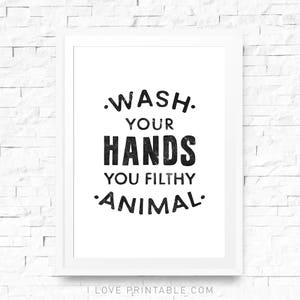 Toilet decor, Wash Your Hands you filthy animal, Kids bathroom, Wall print, Printable art print, Bathroom printable, Funny bathroom decor image 9