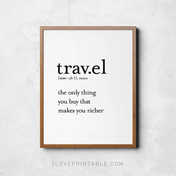 Travel definition Definition prints Travel poster Gift for Etsy