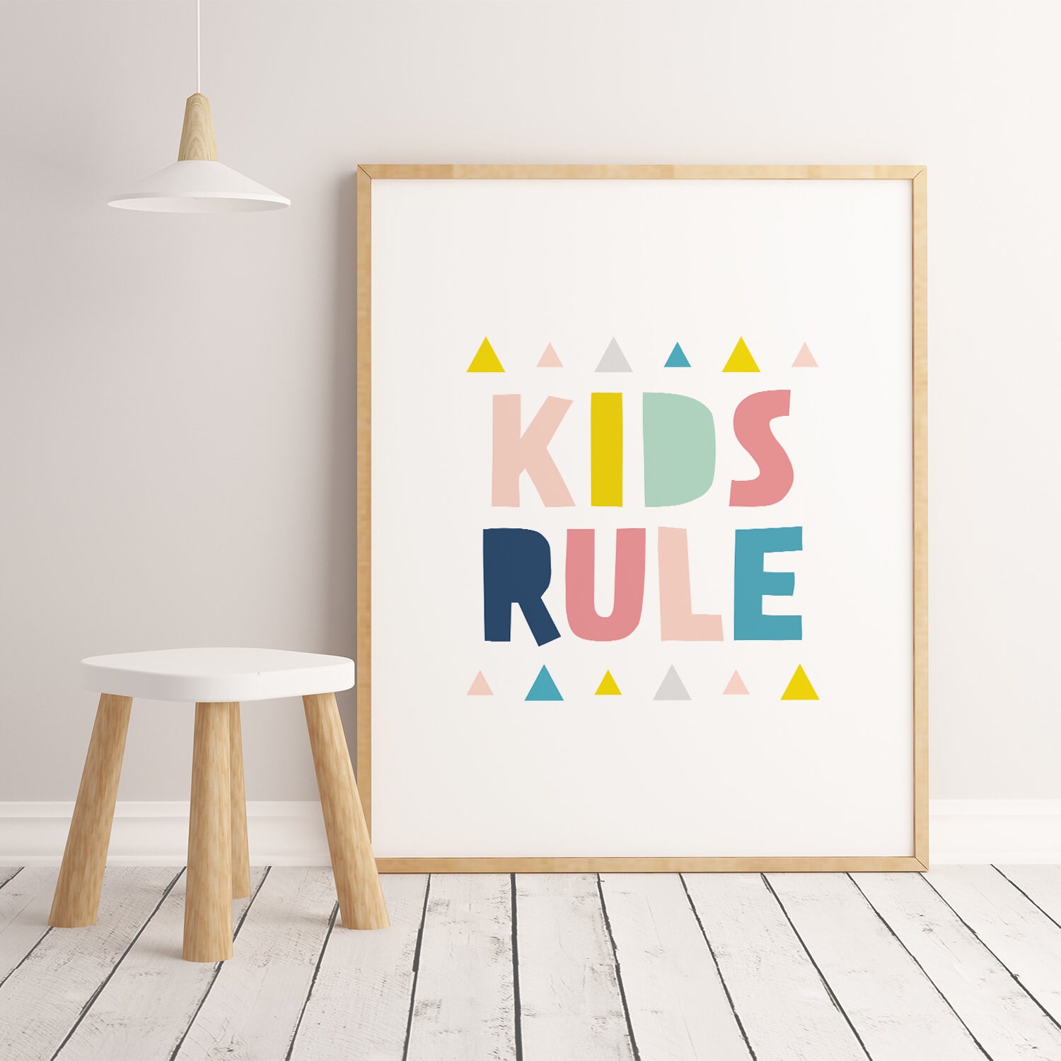 Kids Rule Print Printable Wall Art Kids Room Decor Nursery Etsy