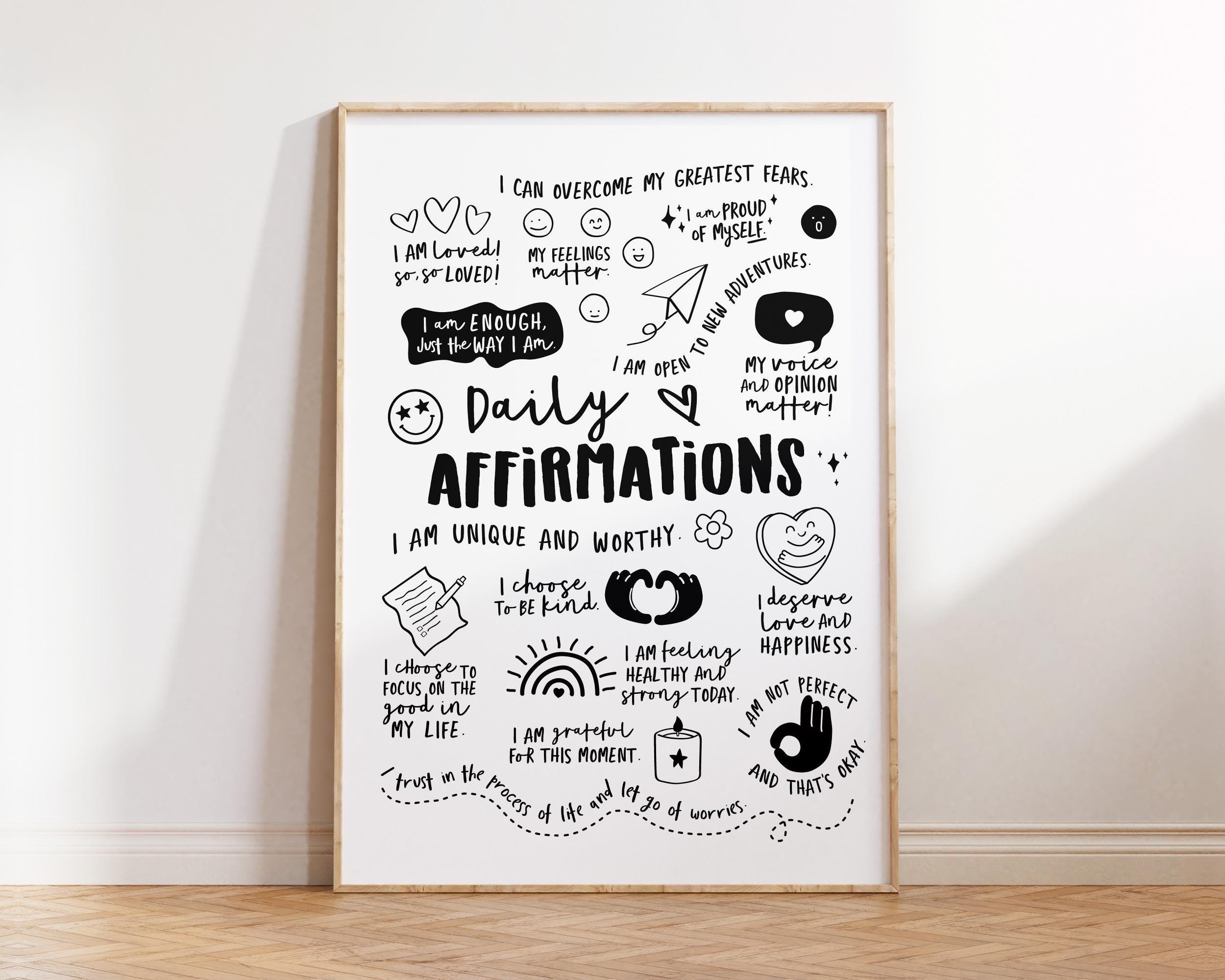 Affirmations Poster For Classroom, Positive Daily Reminder Printable, Daily Affirmation Poster for Teen Room Decor, Digital Download