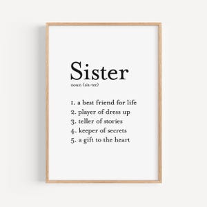 Sister Definition Wall Art, Girls Room Decor, Gift for Sister, Teen Room Decor, Digital Download Poster, Iloveprintable