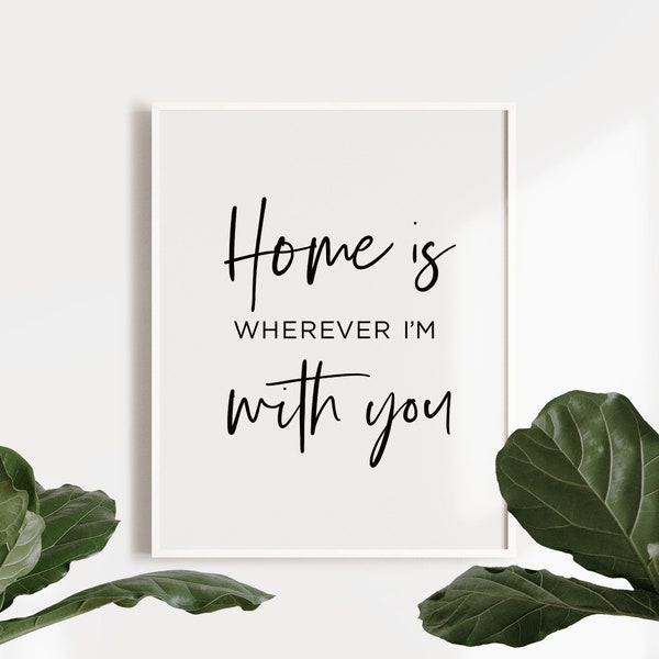 Home is wherever i'm with you, Home sign, Home wall decor, New home gift, Sign for home, Modern home decor, Housewarming gift