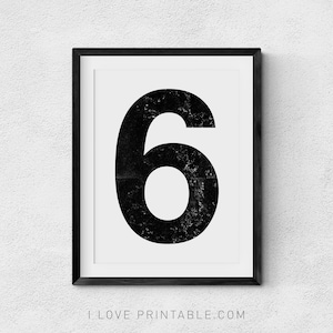 Custom Vintage Numbers Print, Digital Download Numbers Wall Art, Printable Big Numbers Poster, Black and White Print, Extra large Wall Art image 1