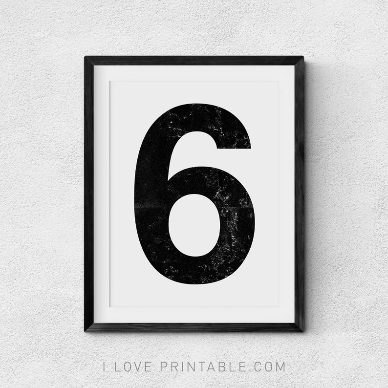 Custom Vintage Numbers Print, Digital Download Numbers Wall Art, Printable Big Numbers Poster, Black and White Print, Extra large Wall Art image 1