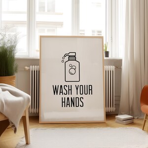 Wash Your Hands Printable Wall Art, Kids Bathroom Rules Sign ...