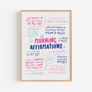 Affirmation Wall Art for Girls Positive Daily Affirmation Print Teen Inspirational Poster Girls Room Decor Motivational Art Digital Download