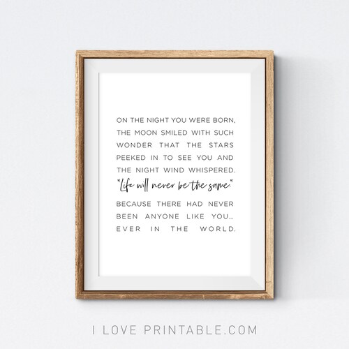 Newborn Baby Gift on the Night You Were Born Quote