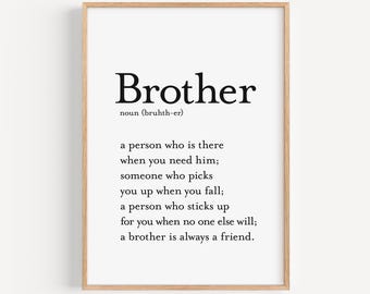 Brothers Definition Sign Boys Room Decor, Printable Wall Art for Boys Brother Print, Digital Wall Art Boys Art Print, iloveprintable
