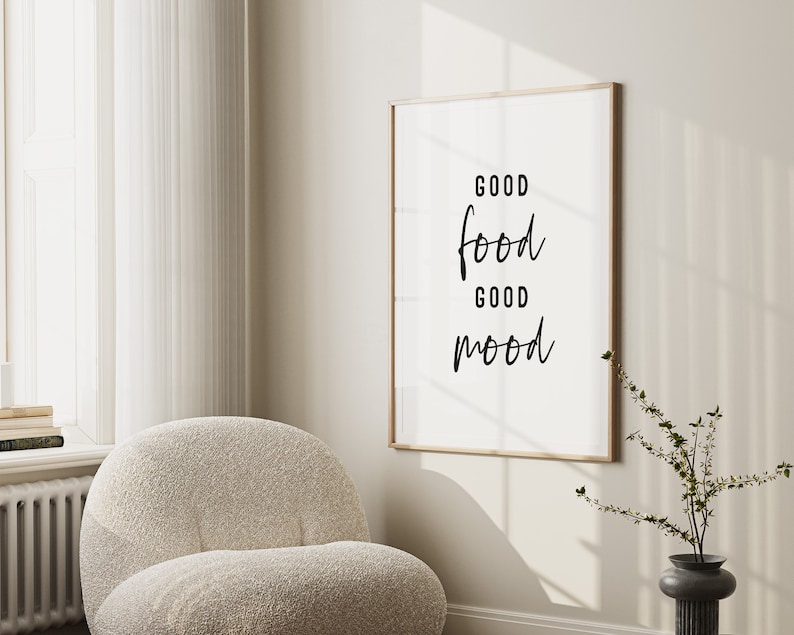 Kitchen Wall Art Printable, Cute Kitchen Wall Art, Good Food Food Mood
