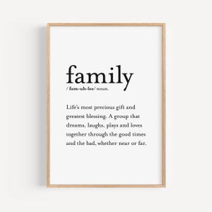 Family Definition Print, Family Quote Wall Art, Definition Poster for Living Room Decor, Housewarming Family Gift, Printable Apartment Decor