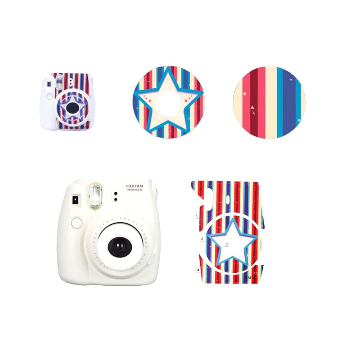 Camera Sticker Fujifilm Instax Mini 8 Camera Decal Star Stripe Etsy