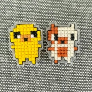 Jake and Cake Adventure Time Inspired Cross Stitch Pins