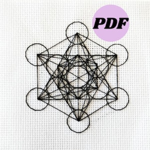 Metatron&#39;s Cube Sacred Geometry Cross Stitch Pattern PDF
