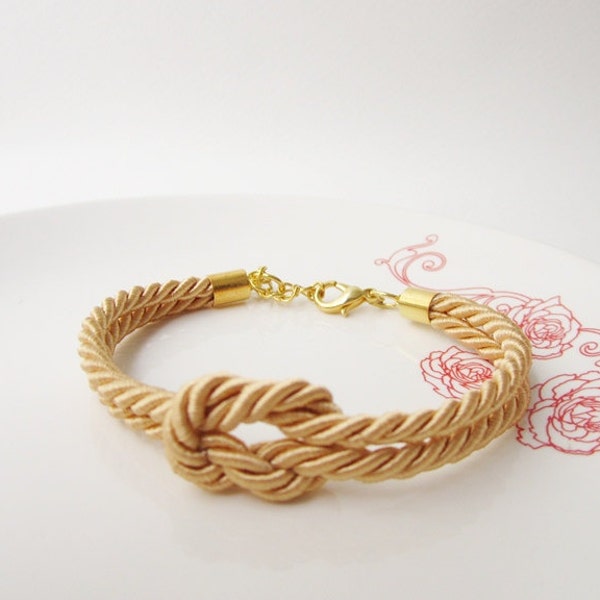 tie the knot bracelet, bridesmaid gift, nautical bracelet, maid of honor gift, baby shower gift,beach wedding,rope bracelet in gold