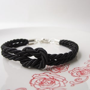 nautical bracelet, knot bracelet,statement bracelet, sailor bracelet in black,frienship bracelet, silk knot bracelet