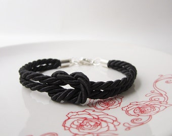 nautical bracelet, knot bracelet,statement bracelet, sailor bracelet in black,frienship bracelet, silk knot bracelet