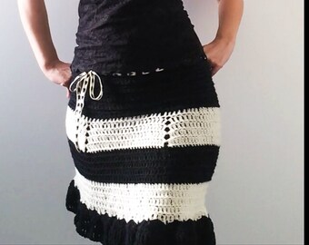 Painted Black Skirt PATTERN, Crochet skirt PATTERN Size 34-36-38-40-42, Crochet pattern PDF, Crochet instant download, Crochet womens skirt