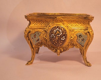 French Ormolu Bronze Champleve Cloisonne Jardiniere Planter French Decor French interiors 1880s Victorian planter