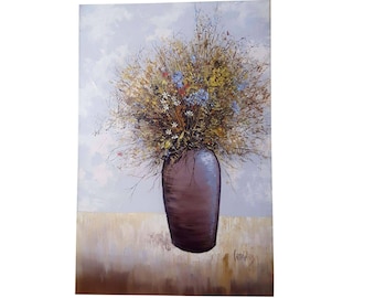 Large Vintage Antonio Candelas Abstract Floral Still Life Painting Oil On Canvas 3 Feet by 2 Feet  Mid Century Painting