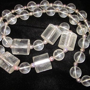 Vintage Hand Strung Acrylic/Lucite and Sterling Silver Beaded Necklace