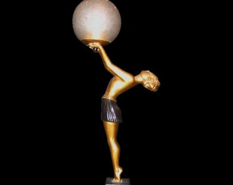 Art Deco Lady Lamp with Globe - Enrique Molins-Balleste