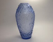 Signed Lalique quot Violetta quot Blue Floral Motif French Art Glass Crystal Bud Vase