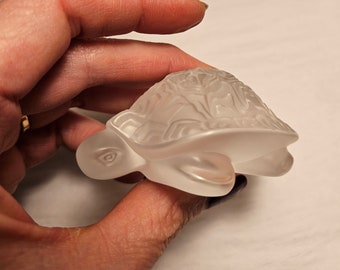 Signed Lalique France Glass Turtle