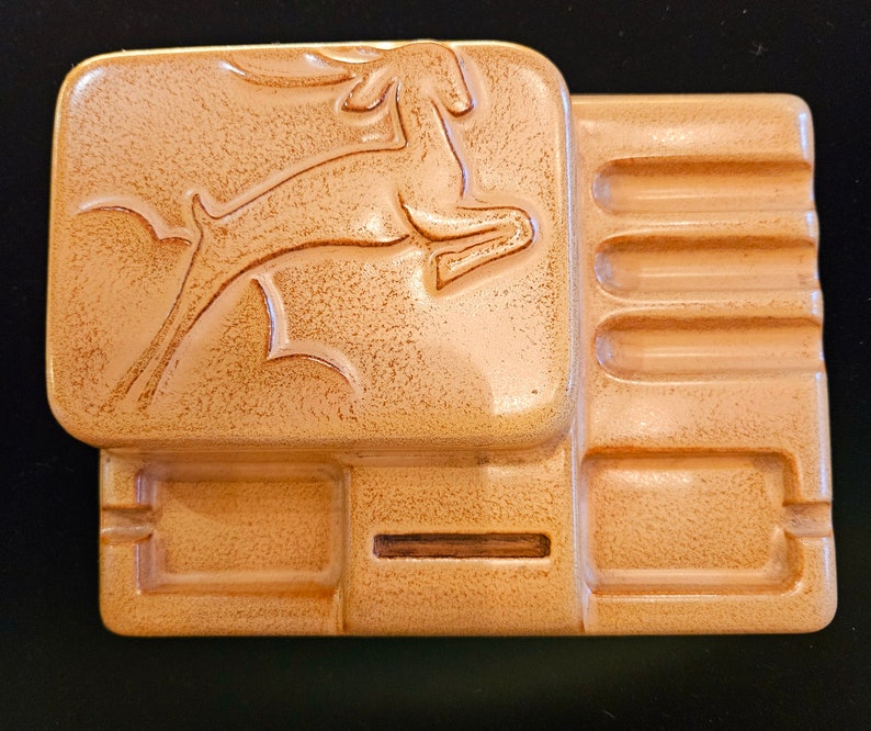 Vintage Art Deco Ceramic Cigarette Ashtray Box Leaping Gazelle image 8