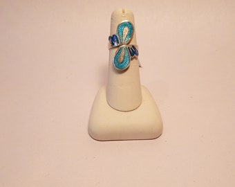 Mexican Sterling Enamel Champleve Ring by Jeronimo Fuentes