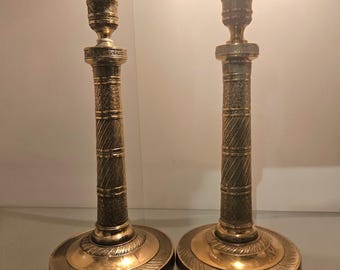 Vintage Brass Candlesticks Pair