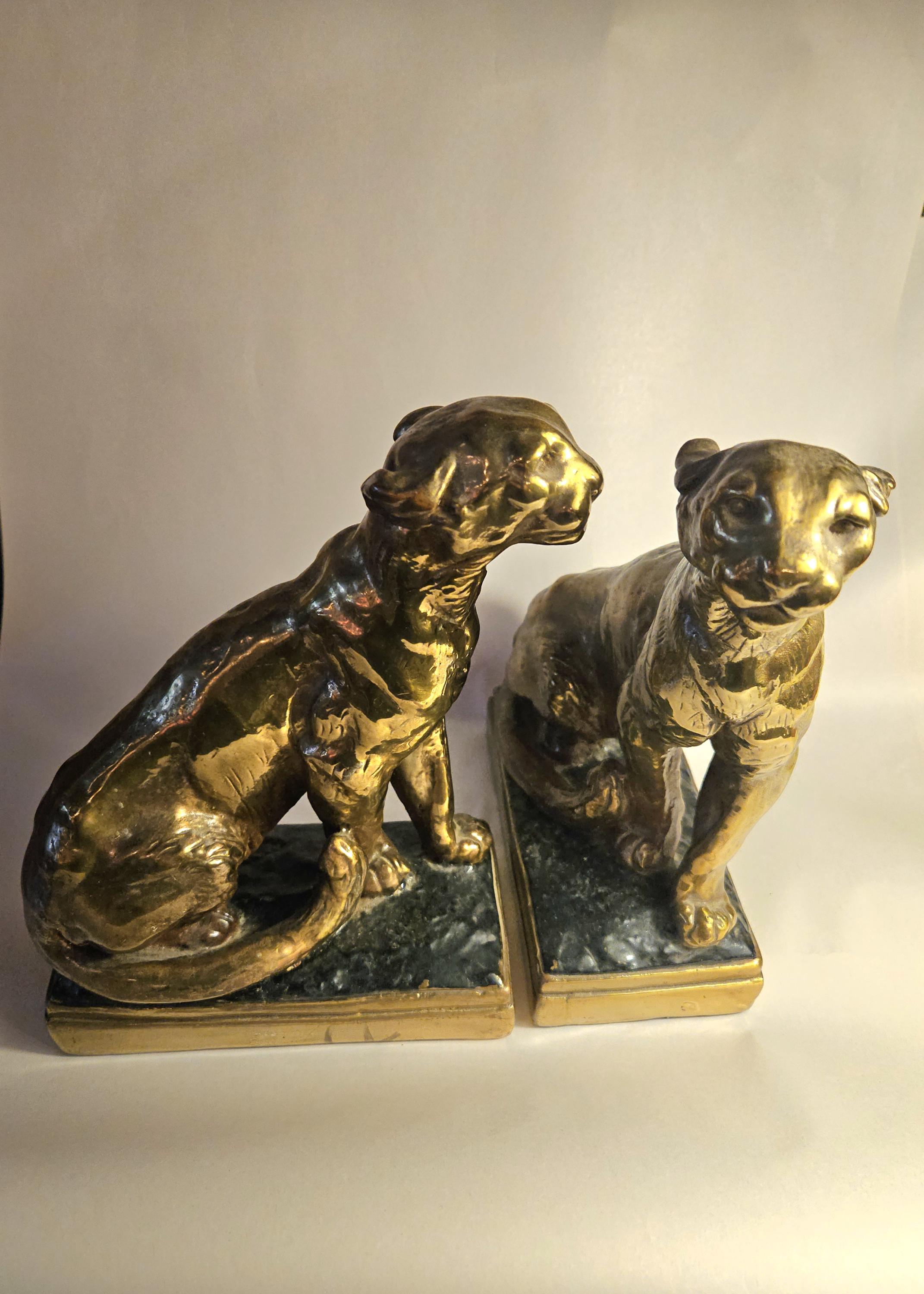 Sujetalibros Art Déco Marion con león revestido de bronce