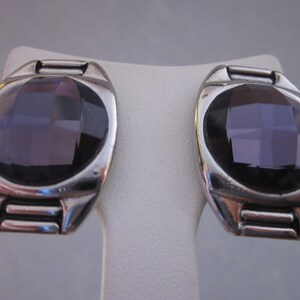 1980s Amethyst purple faceted glass clip on earrings image 2