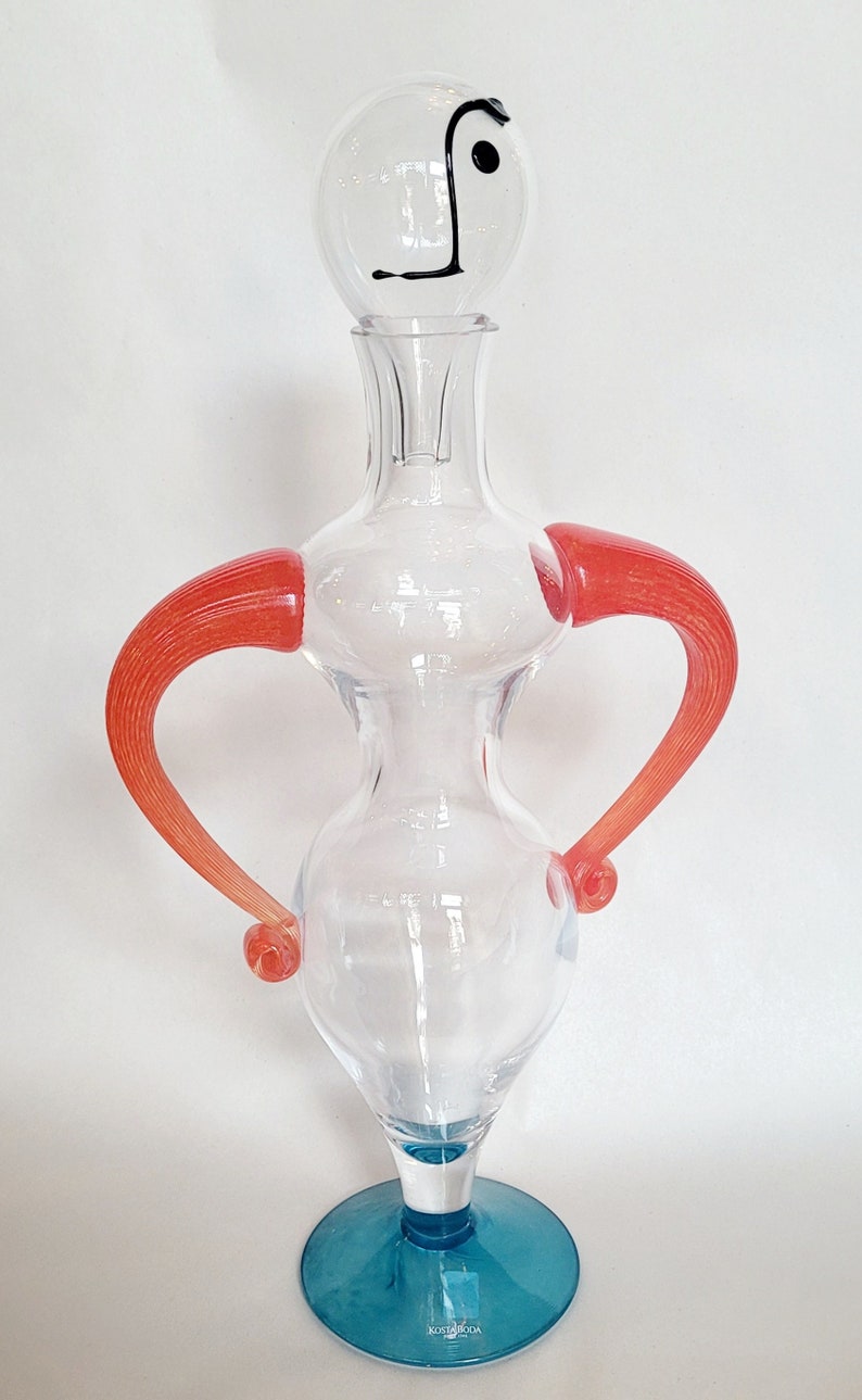 Kjell Engman for Kosta Boda Decanter in the form of a person Barware Collectible Swedish Glass image 1