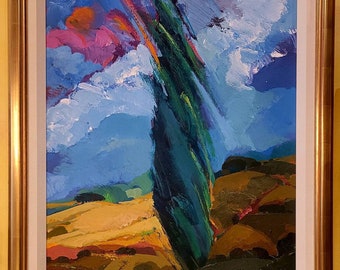 David Leverett Acrylic on board Vibrant Landscape Painting