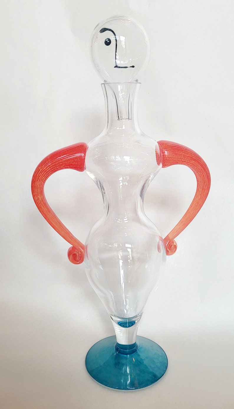 Kjell Engman for Kosta Boda Decanter in the form of a person Barware Collectible Swedish Glass image 4