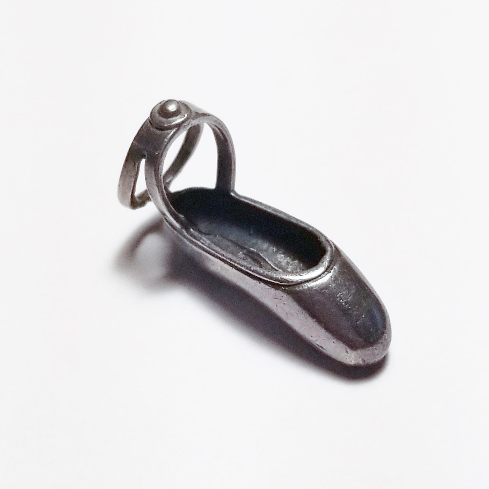 sterling silver ballet shoe charm, sterling ballerina slipper, silver charm, dancer charm, dancing girl