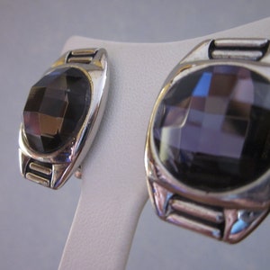 1980s Amethyst purple faceted glass clip on earrings image 5