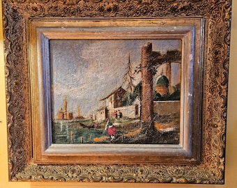 19th century oil on canvas painting Venice Scene