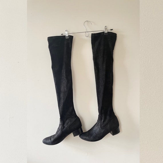 Vintage 1990s Thigh High Metallic Leather Boots