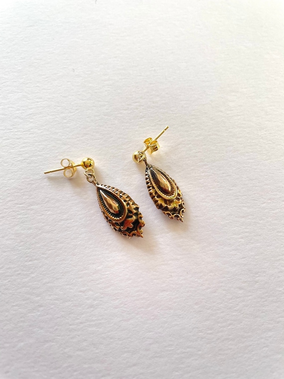 Antique Victorian 9ct Gold Dangling Earrings