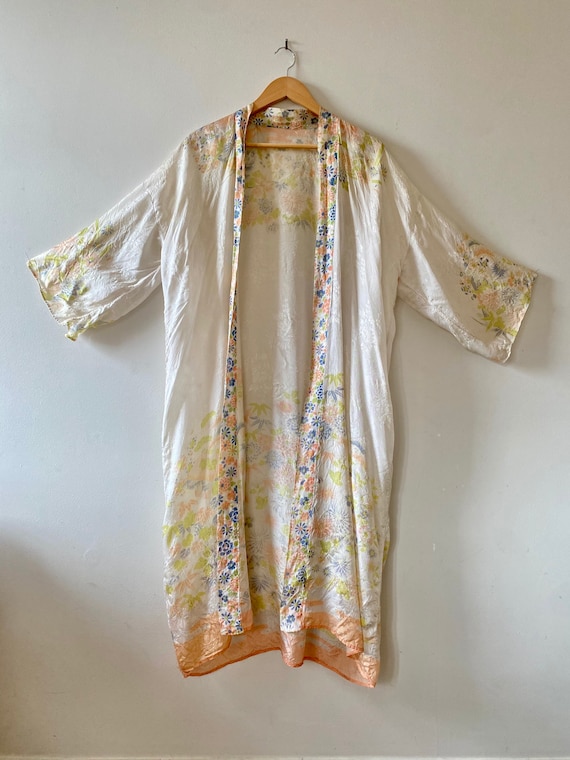 Vintage 1920's Rayon Japanese Floral Robe // as-is