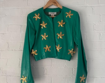 Vintage YSL Yves Saint Laurent leather and gold couture jacket // RARE RUNWAY