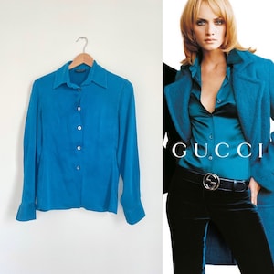 Gucci By Tom Ford Red Logo Silk Shirt