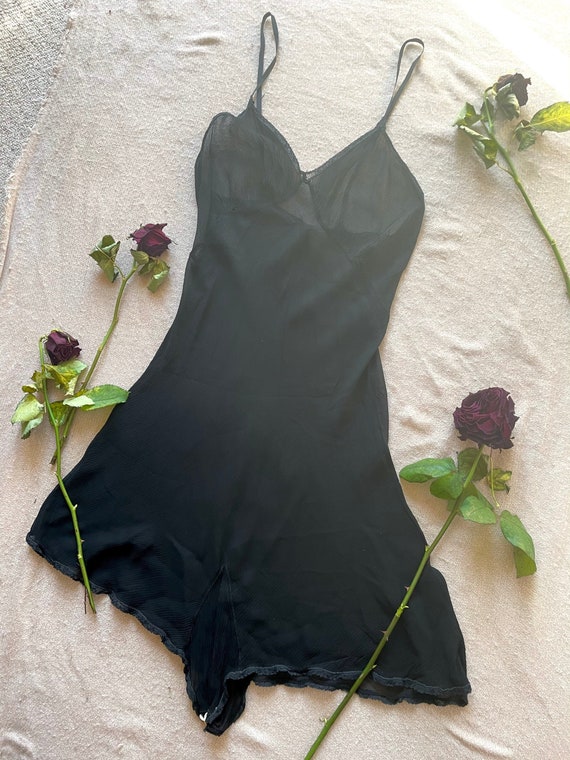 Vintage 1930's Black Silk Lace Teddy